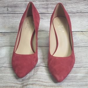 Franco Sarto Faux Suede Red Pumps